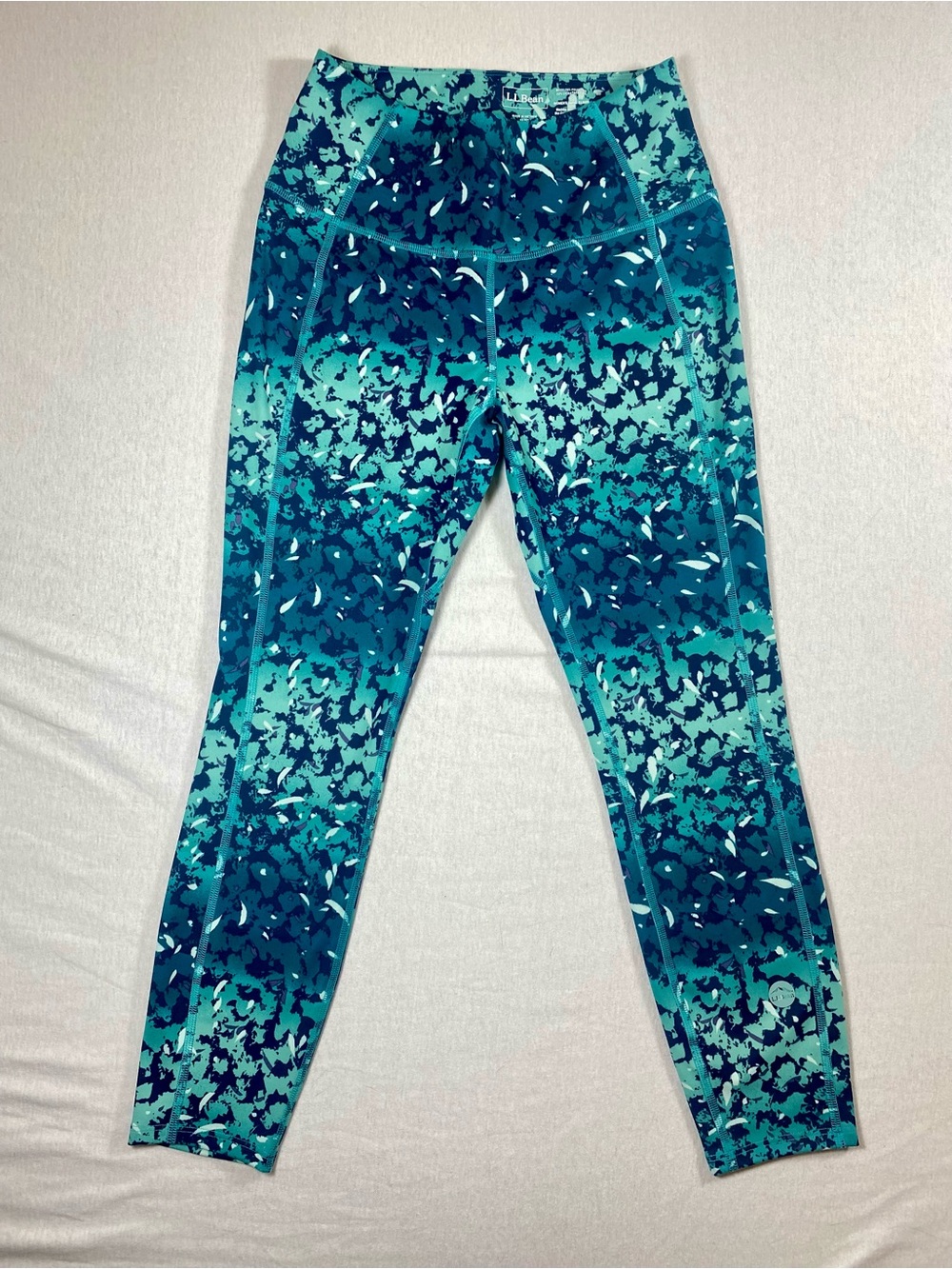 L.L.Bean XS Petite Blue Green Camo High Rise Ankle Leggings